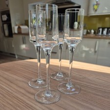 Set of 4 Unusual Elegant Vintage Small Tall Stemmed Wine Glasses