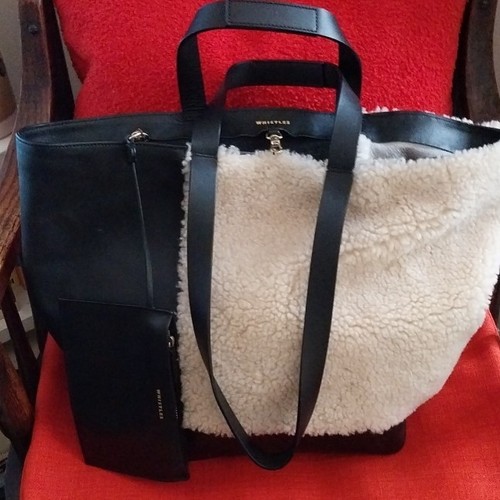 Whistles black shearling - black, &