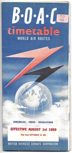 Vintage boac timetable airline - boac,