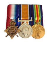WW 1 Miniature Medal Trio Ready To Wear Court Mounted,1914/15 Star, BWM, Victory
