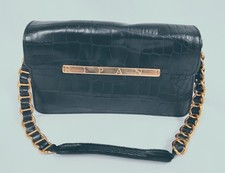 Ripani Vintage  Black Croc Embossed Leather Shoulder Bag  - HB24