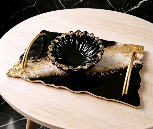Black gold resin - resin, tray