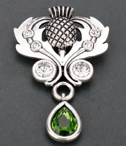 Silver scottish thistle brooch - silver,