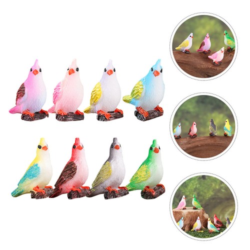 8pcs resin miniature bird - resin,