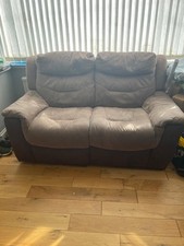 Round Dining table with 4 chairs , Recliner Sofa (3+2) and one Double bed 