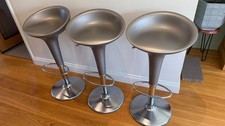 3x Genuine Used Magis Bombo Adjustable Silver Bar Stools By Stefano Giovannoni 