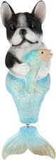 French Bull Dog Mermaid Statue