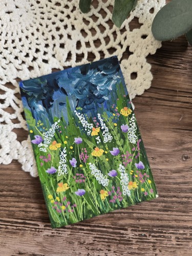 Aceo miniature stormy meadow - aceo,