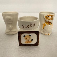 Vintage Keele Street Pottery egg cups - Sooty, Tweety and Pinky