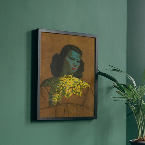Green lady print - green,