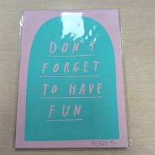 Mr Bingo Don't forget to have fun print signed Mint Green/Salmon Pink BNIB