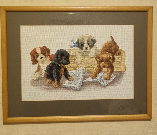 Framed finished cross stitch - finished,