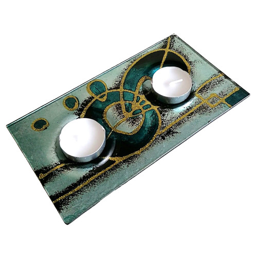Turquoise gold glass double - gold,
