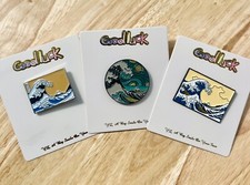 Gift Japanese Great Kanagawa Wave Inspirated Katsushika Hokusai Enamel Pin Badge