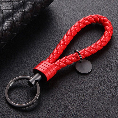 Red car keychain - red, leather