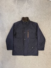 Barbour Sapper Quilted Coat Jacket Mens Size M Navy Blue Quilted Puffer Zip Snap