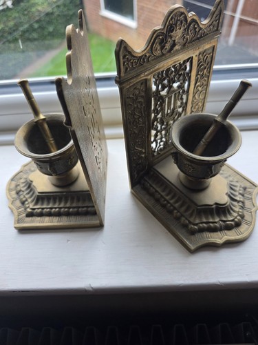 Pair ornate vintage brass - of,