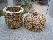 Small Seagrass Storage Basket With Lid 13cm across