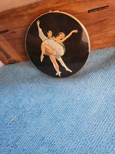 Vintage Stratton Ballet Dancers Compact Mirror – Enamel & Gold Tone21#