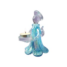 Blue Lustre Glass Angel Tea Light Holder Candle Holder 6½in