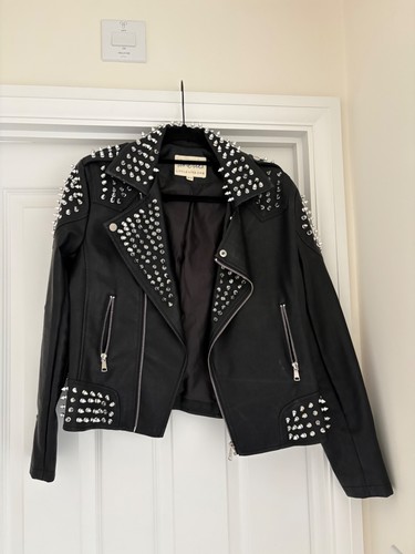 Womens punk studded faux