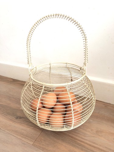 Vintage french wire egg - wire, basket