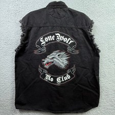 Lone Wolf Vest Mens 2XL Lightning Clothing Button Cutoff Biker Fringe Pockets