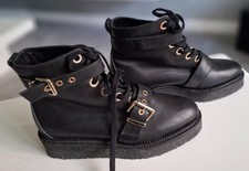 Vanessa Bruno Italian designer black leather biker ankle boots size 4 BNWOT