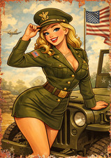 Military Pin Up Girl Metal