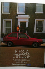 Ford Fiesta Mk1 Finesse Model Car Sales fold out Brochure A4 Size