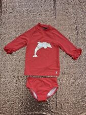 Girls Joules UV Suit Rash Vest Swimsuit 2 Piece Set Age 6 Pink Sequin Dolphin