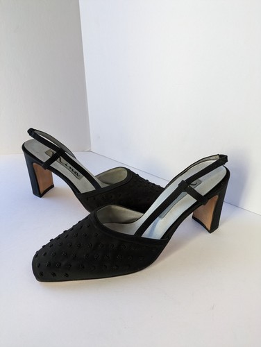 Nina black beaded - beaded, heel