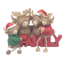 Christmas Highland Cow Family Ornament Figurine