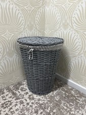 Round grey wicker lined - grey,