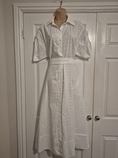 White Lined Summer Shirt Dress