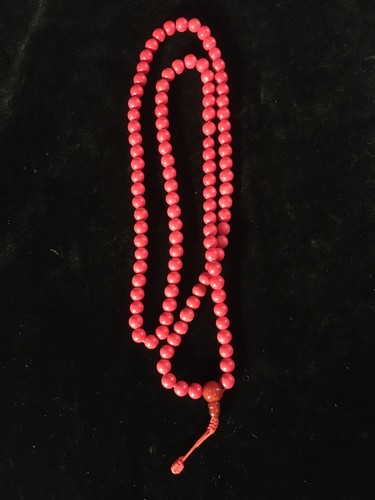 Red coral mala - red,