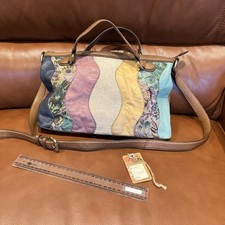 Mantaray Handbag Crossbody/grab hand bag - tan Leather/fabric - Adjustable Strap