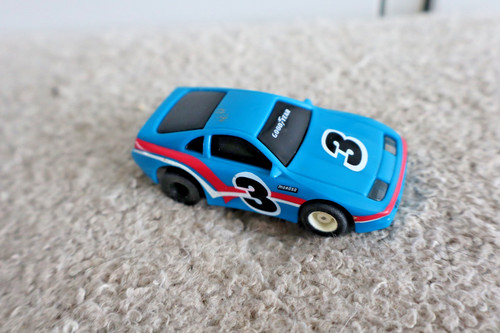 Tyco slot car blue nissan - car,