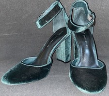 M&S Dark Green Velvet Shoes