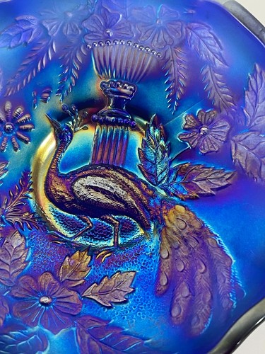Antique carnival glass peacock - carnival,