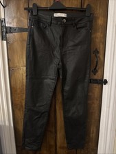 Ladies Next High Rise Mom Jeans Black Coated Size 10 Short