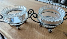 Antique Glass & Silver Plated Mustard/Jam Pot with Spoon