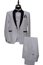 Men White Suits Designer Grooms Wedding Dinner Tuxedo Suits (Coat+Vest+Pants) UK