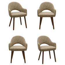 Set of 4 Beige Faux Leather