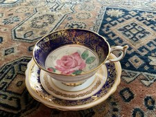 Paragon 1933+ Double warrant Cobalt blue BoneChina Tea Cup and Saucer see text)