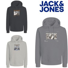 Jack & Jones Mens Hoodie, Logo Hooded Long Sleeve Warm Sweatshirt For Men, S-XXL