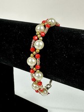 Vintage Red & Faux Pearl