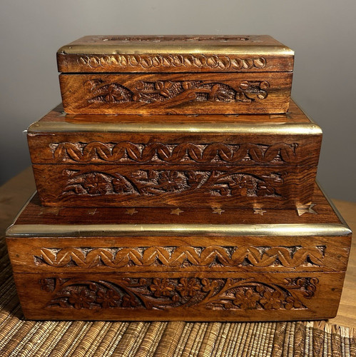 Vintage set hand carved - 3,