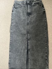 Black/grey Long Denim Slit