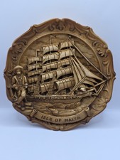 Superb Vintage Isle of Malta Sailing Ship Plaster or Chalk-ware Wall Plaque